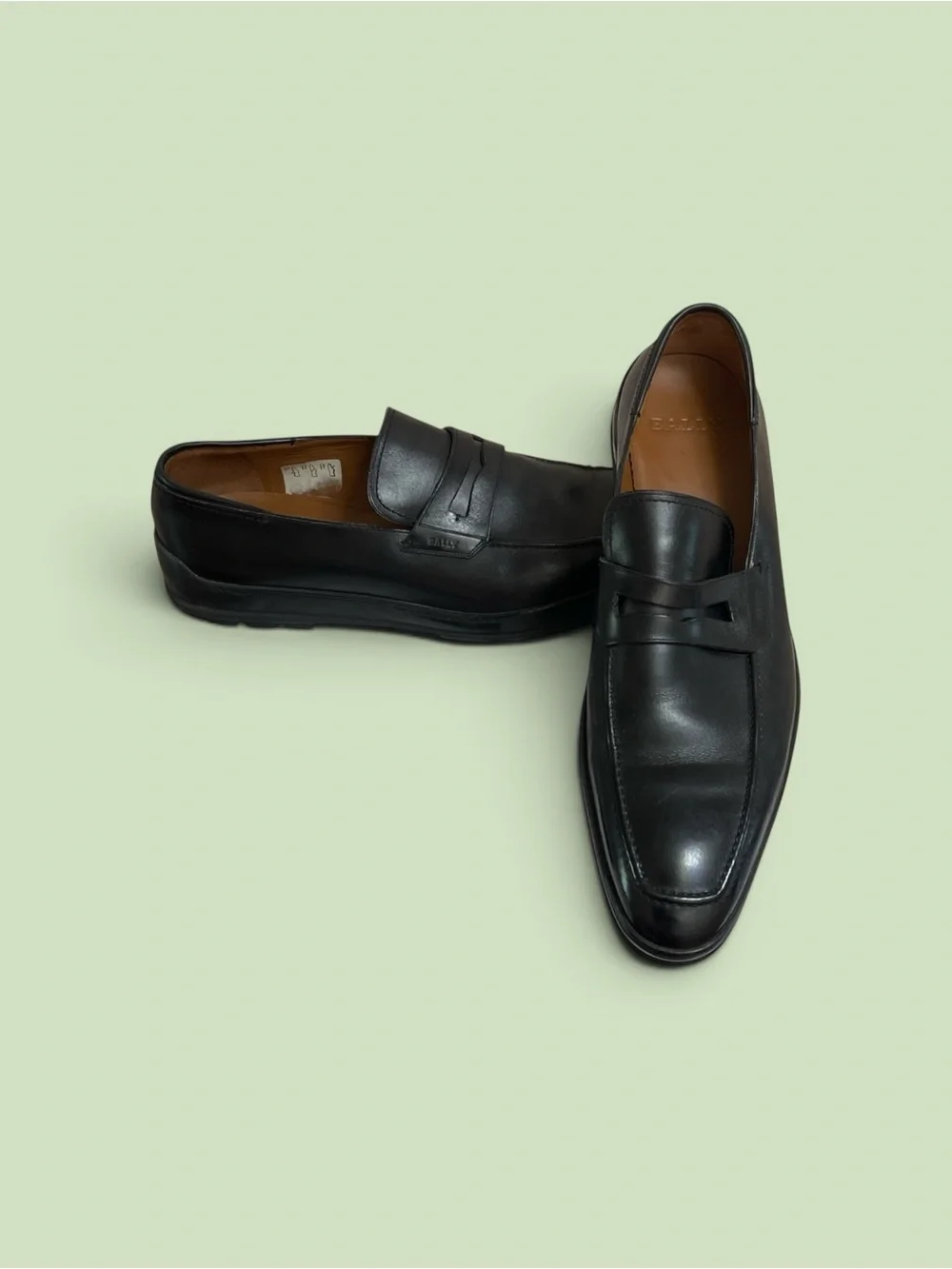 Bally Black Leather Penny Loafers
